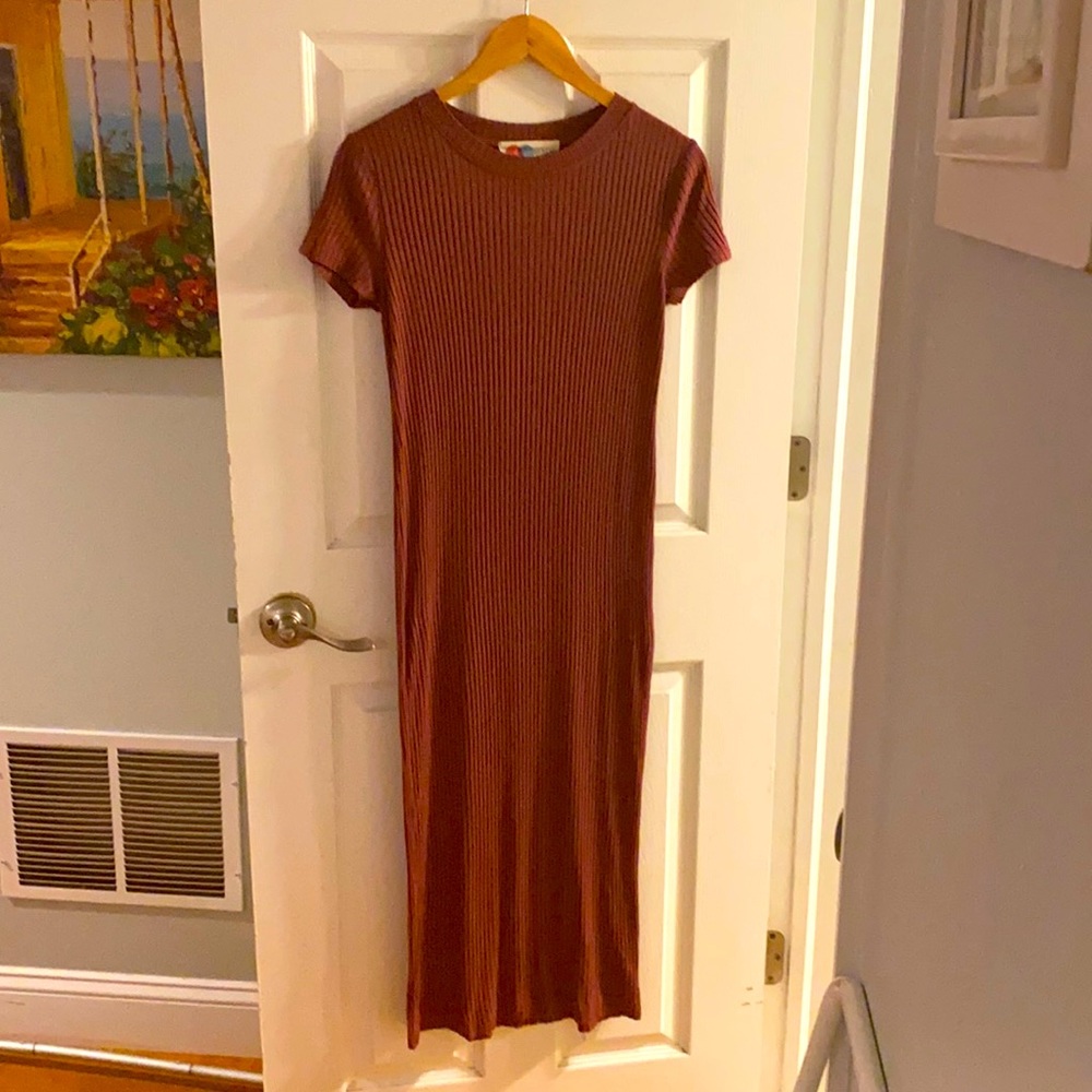 Free People Ribbed Midi T-shirt Dress